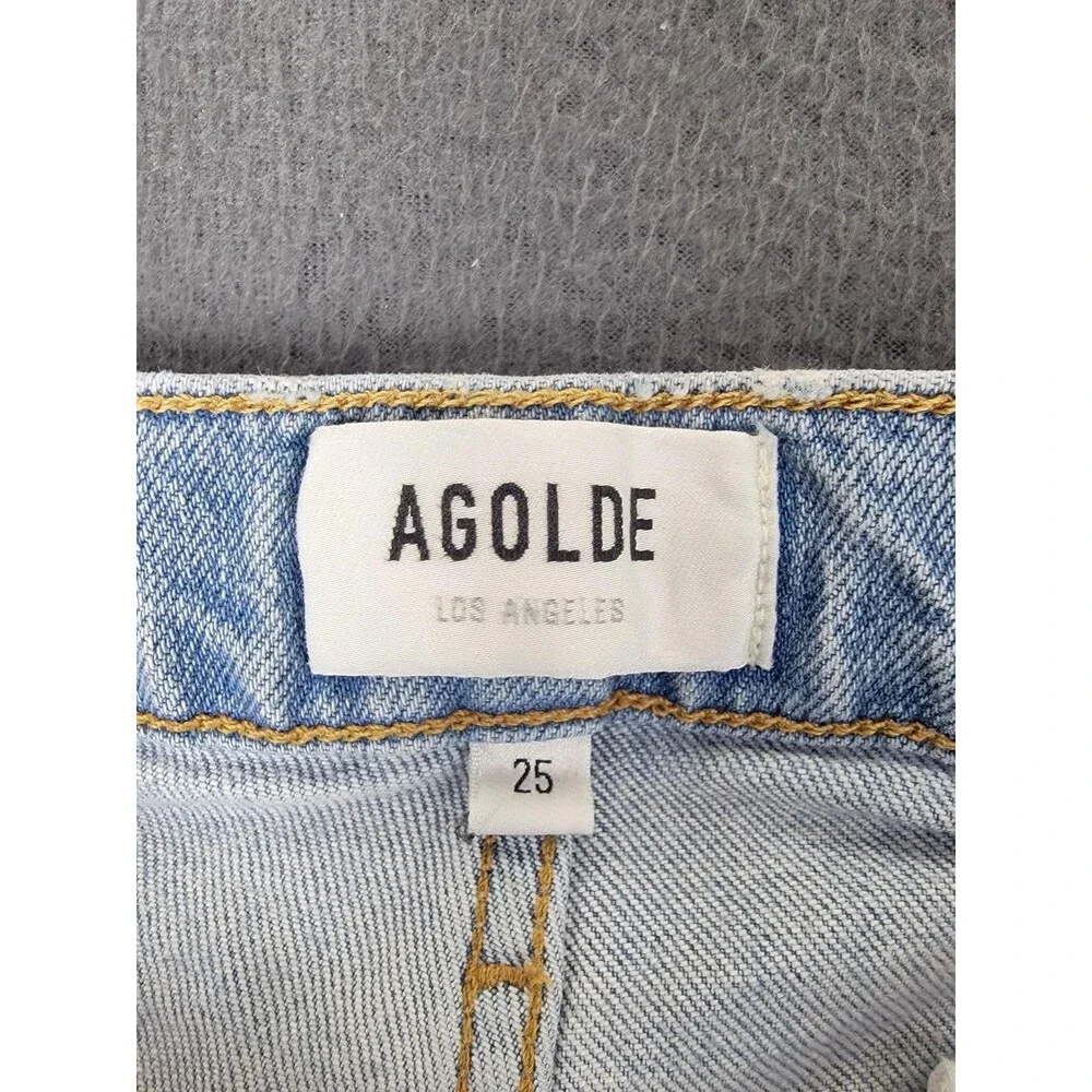 AGOLDE Jeans Womens 25 Light Wash Riley Crop High Rise Straight Leg Button Fly‎